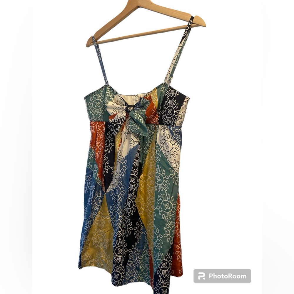 BCBGMaxAzria Patchwork Babydoll Silk Dress size 6 petite
